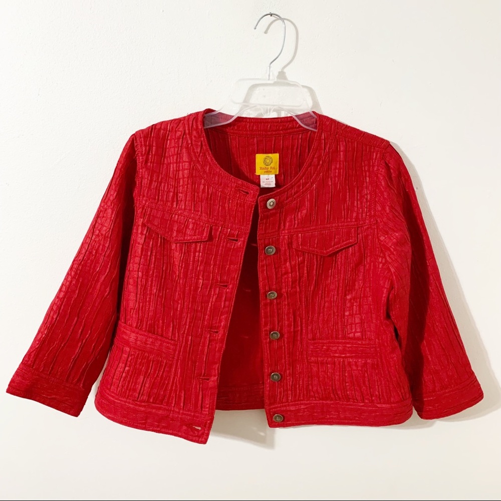 Ruby Road Petites Button Front Crinkled Fabric Co… - image 3